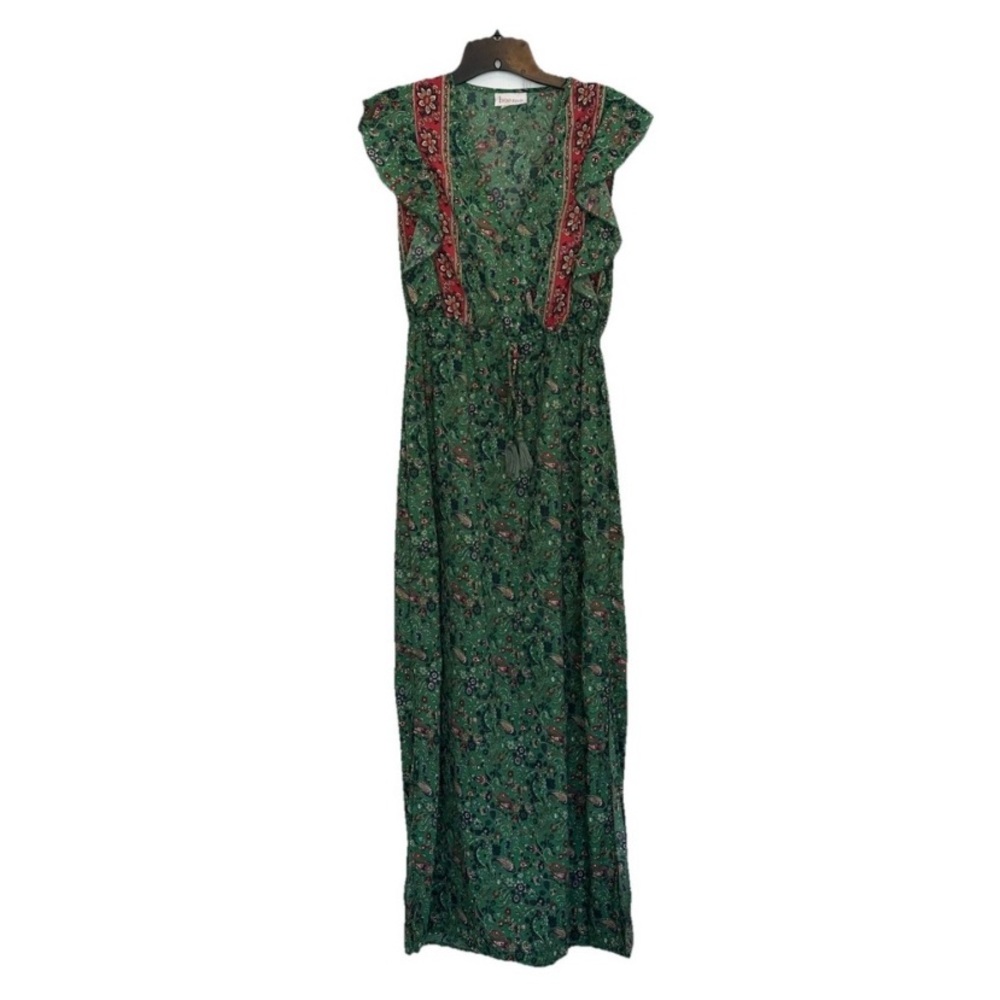 Green Ruched Wrap Maxi Dress